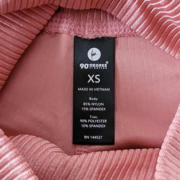 Shiny Pink Ribbed Crossover High Wasited 90 Degree by Reflex Bike Shorts Size XS - Picture 6 of 7